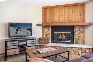 Watch TV While Feeling The Warmth Of The Gas Fireplace