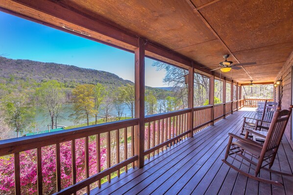 Spring view as you enter wrap around porch looking over TN river in Gorge.