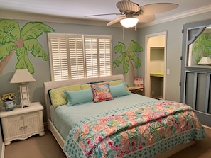 "Lilly" king room- The closet shelf pops out and can fit the porta crib provided