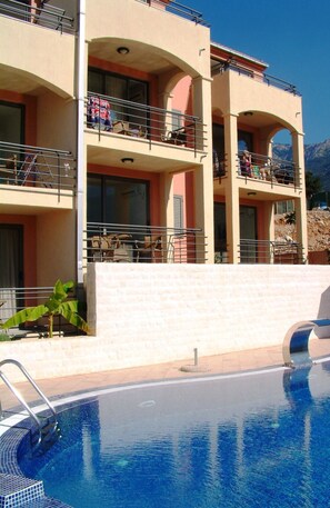 Balcony from the pool (End apartment second floor)