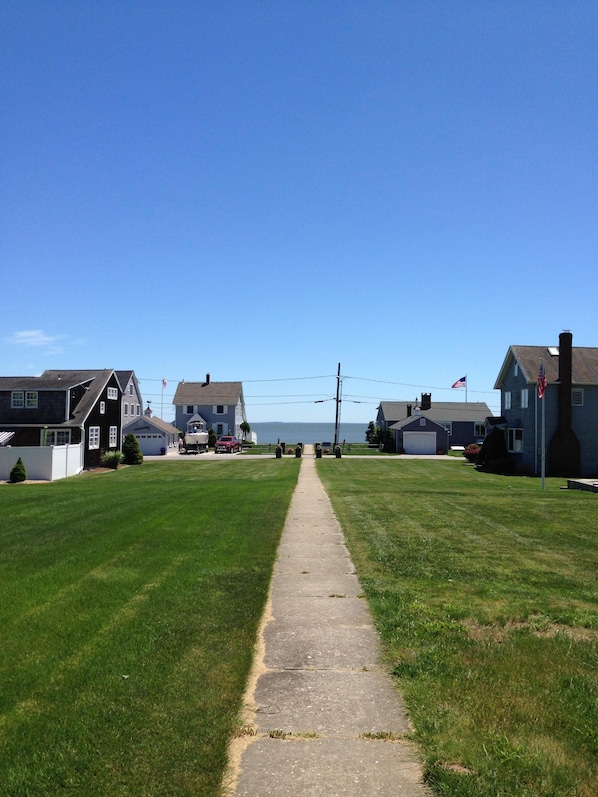 View down the pathway to beach- from our lawn- 1 minute walk away