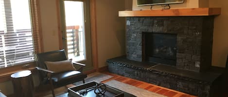 Living area with gas fire place