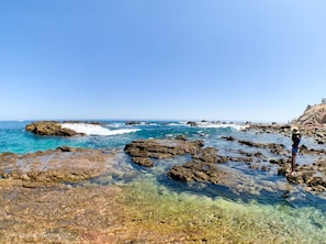 Fun rock pools by the local private beach.  Kids love them!!