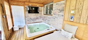 Enjoy a drink and great company in the hot tub