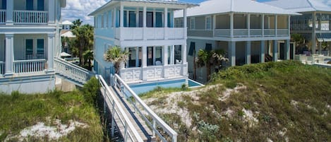 Beach Front View of My Blue Heaven with Private Walk Down- Note no pool on site.