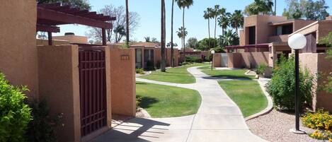 Entry to Villa across from carport parking