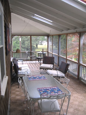 Screened in porch, Great for evening games or conversations.