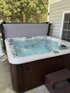 Spa added for relaxation after a tough day on the lake ha! 