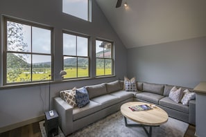 Comfy sectional with west views
