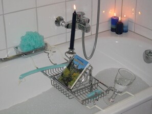 A drink, a book, a bath and candles......