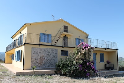 Newly renovated farmhouse with pool - views of the sea and mountains