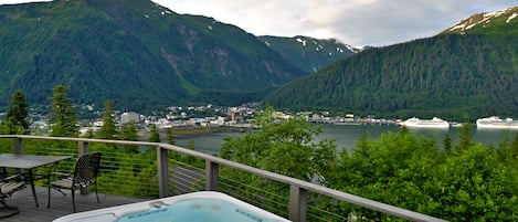 Relax while soaking in the hot tub and enjoying the million dollar view.