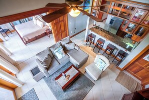 Living room, kitchen and master bedroom