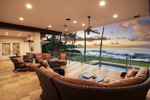 POOL AND LANAI LOUNGE AREA WITH OCEAN VIEWS