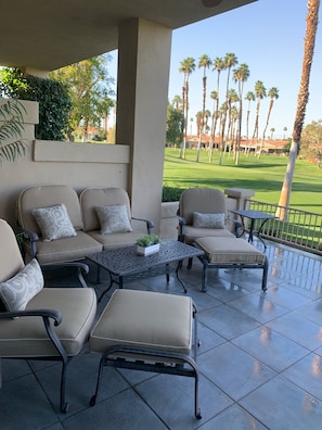 Front Patio..  and BBQ area with Golf Course Views.