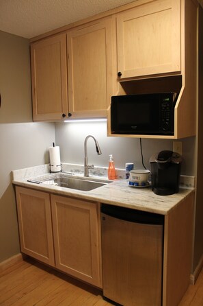 Newly finished kitchenette.