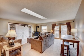 French doors to the deck and hot tub.