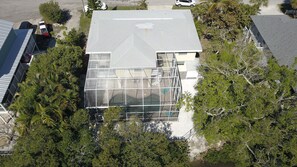 Ariel view of the back of the house. 