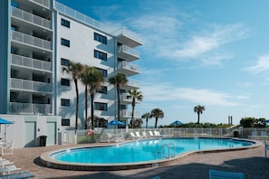 Enjoy the beachfront heated pool at Shorehom by the Sea, just steps from the sand and surf