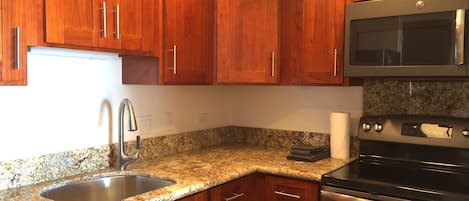 Remodeled kitchen with marble counter. Remodeled Nov 2015.It's absolutely NEW