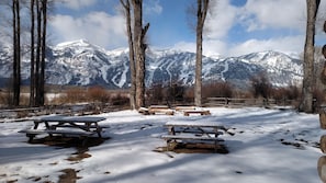 View of Teton Village from Branchwater Ranch,  a 12 minute drive to the Tram