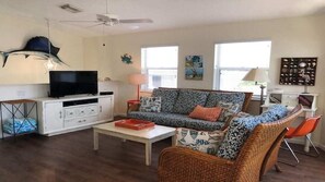 43" smart TV and comfortable seating in the family room
