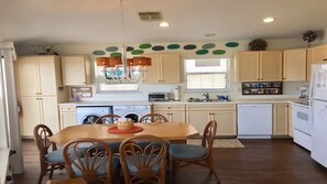 Well equipped kitchen open to family room