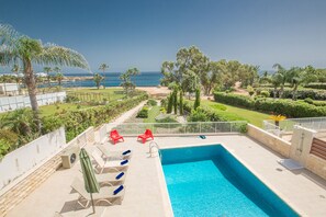 Garden and sea views from the balcony