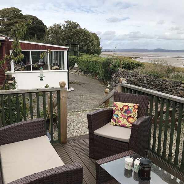 Looking out over Morecambe Bay from the elevated decking