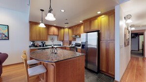 Spacious kitchen with large island.