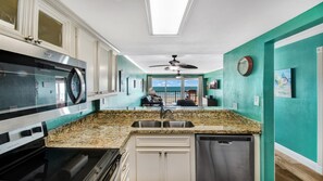 New granite countertop in the kitchen