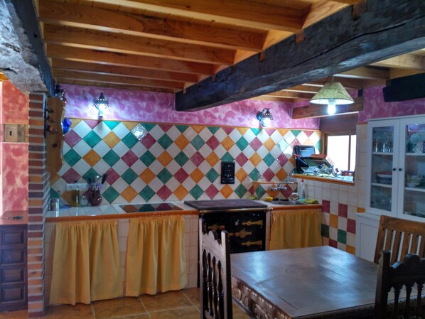 Colorful and spacious kitchen