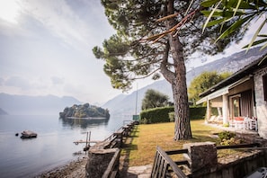 The view of the island from the garden here at "Ossuccio Villa on the lake"