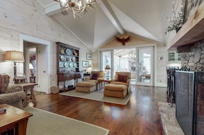 Great Room opens to covered porch.
