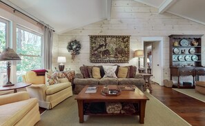 Oversized sofa can double as bed in a pinch!
