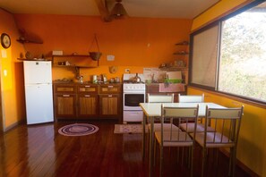 Bright hardwood floors featured throughout the cabin