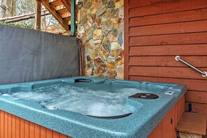 Enjoy relaxing soaks in your private hot tub each night.