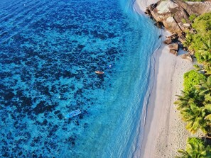The best part of Anse Forbans beach is directly in front of the Beach House