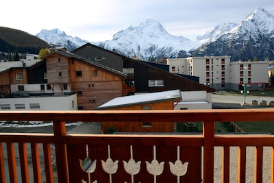 Comfortable, 32m2 apt. with south-facing balcony towards the Alpes' slopes