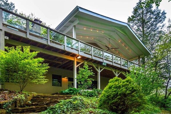 View of home from private gardens & walking paths to waterfall