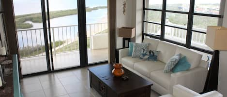 Living Room with views of Tiger Tail Beach