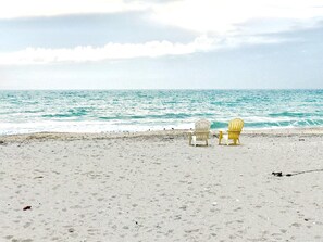The large property extends from the bay docks to the beach dunes.