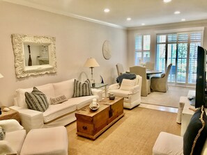 Enjoy relaxing at your new beach house.  Large TV with cable and Smart TV 