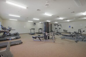 Make sure you turn on the lights and the ceiling fans. The gym has everything