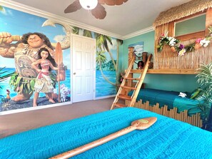 Moana and Maui's Polynesian Tiki Hut and Boat Bedroom sleeps 3 on a twin & queen