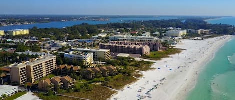 Aerial view of Midnight Cove, Crescent Beach, and the Gulf of Mexico.