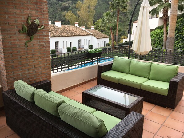 Mountain views: the terrace is one of the apartment's outstanding features