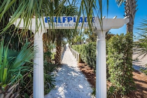 Gulf Place private beach access