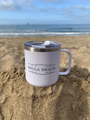 Sandy toes and coffee......   This is your ultimate vacation break. 