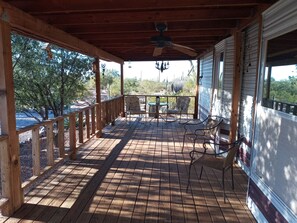 Sunset and wildlife viewing from the spacious porch.